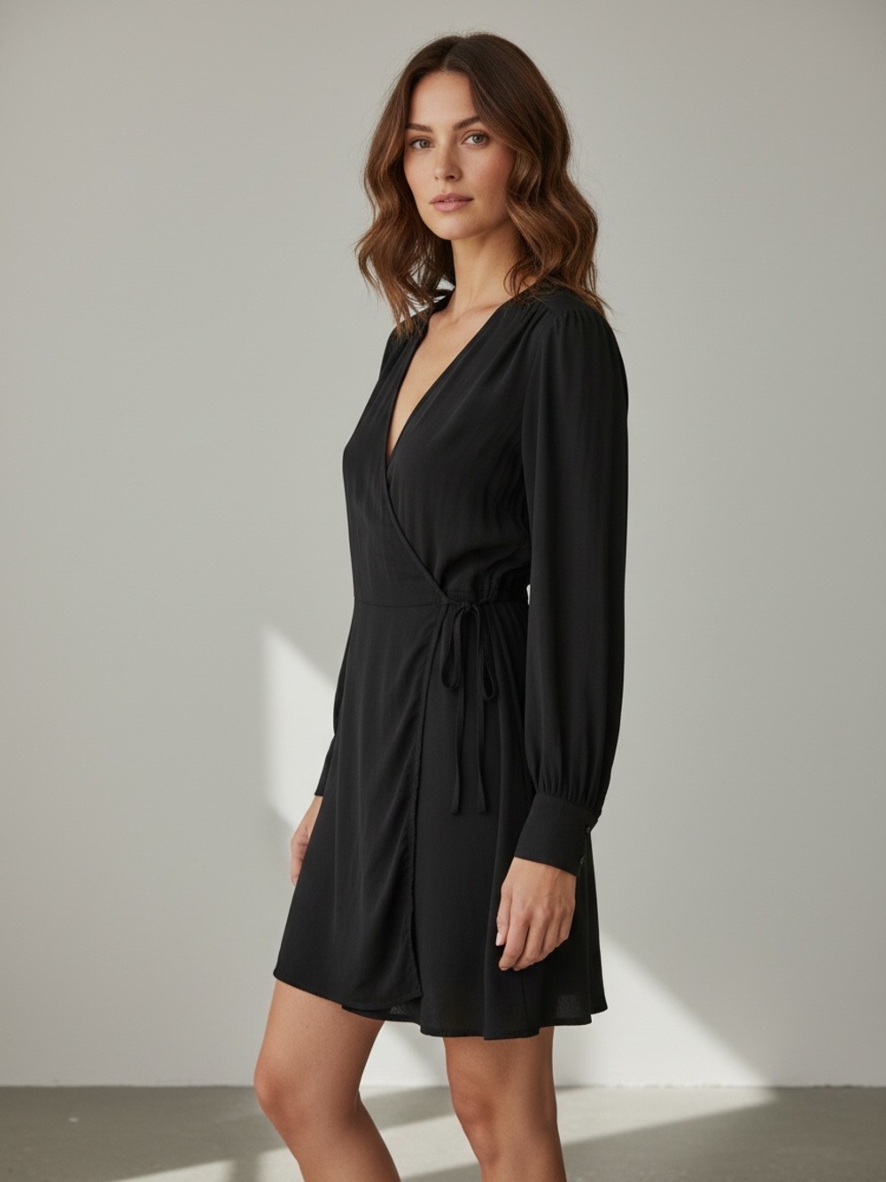 COS✨Black Long-Sleeve Wrap Dress
